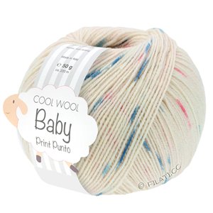 Lana Grossa COOL WOOL Baby Uni/Print 50g | 363-rosa pálido/rosa vívida/gris claro/gris azulado