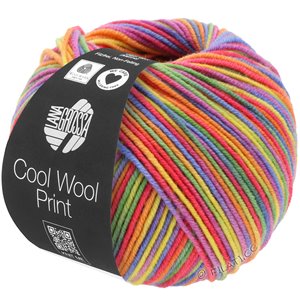 Lana Grossa COOL WOOL  Print | 703-purpura/verde/frambuesa/naranja/amarillo/azul